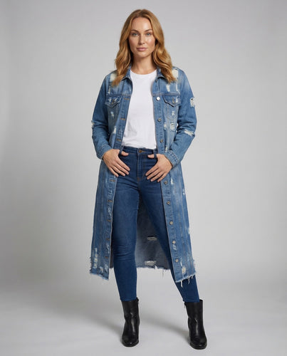 Women's Jeans Coat Long Fringe