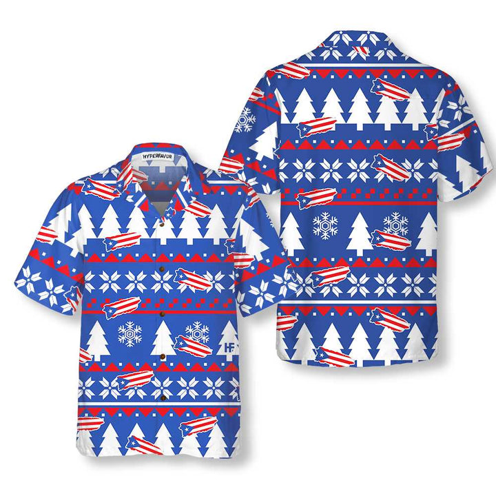 Lune London | Ugly Christmas Hawaiian shirt Porto Rico, Christmas shirt with Puerto Rico flag for men