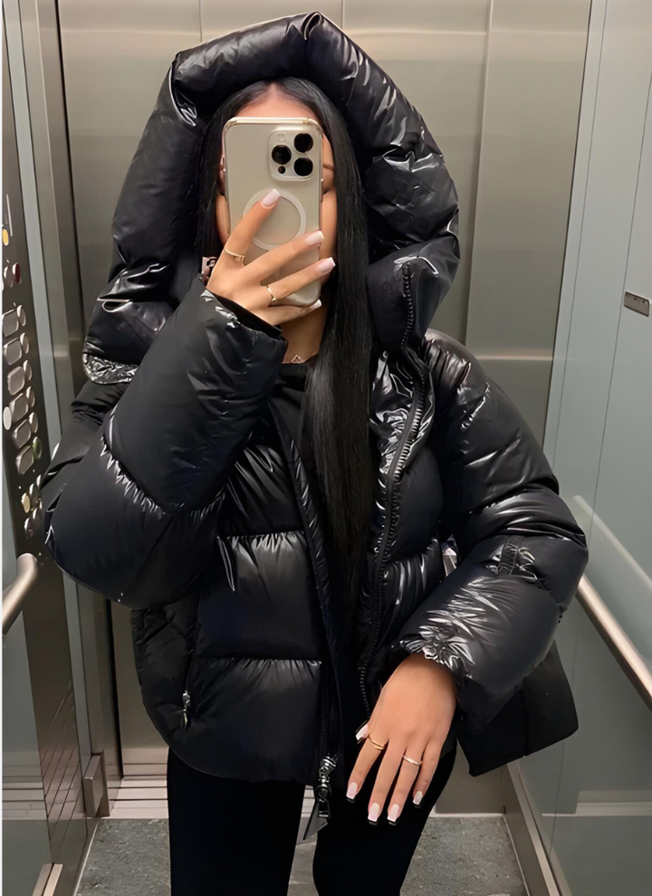 Lune London | Women's Shiny Puffer Jacket with Hood and Padding