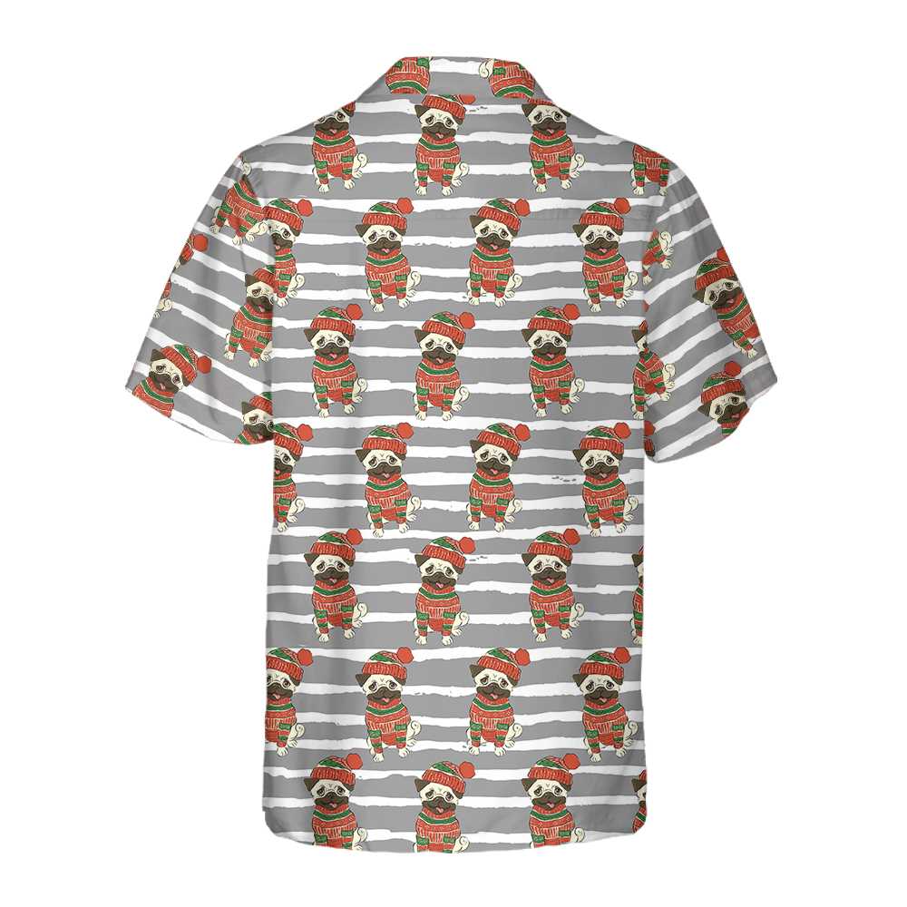 Lune London | Pug in Sweatshirt and Winter Beanie Hawaiian Shirt, Funny Christmas Pug Shirt