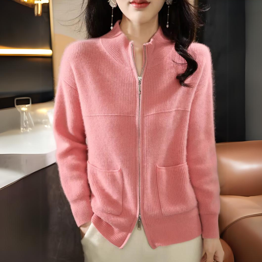 Lune London | Women's Merino Cardigan with Zipper and Long Sleeves
