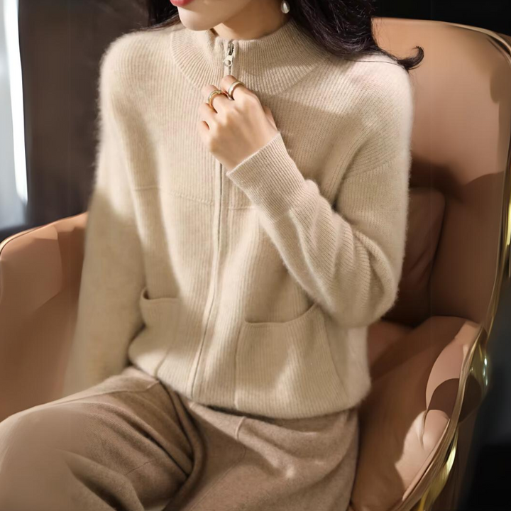 Lune London | Women's Merino Cardigan with Zipper and Long Sleeves