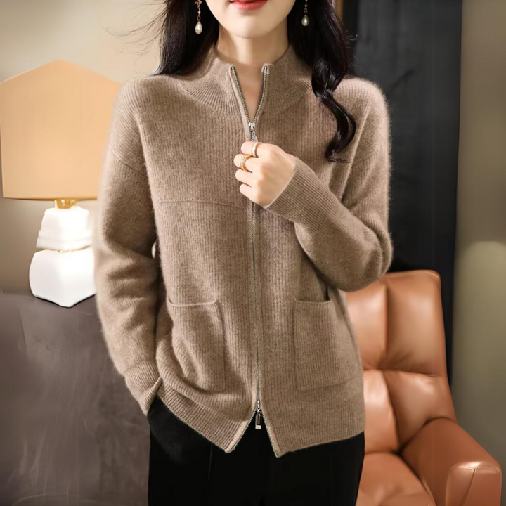 Lune London | Women's Merino Cardigan with Zipper and Long Sleeves