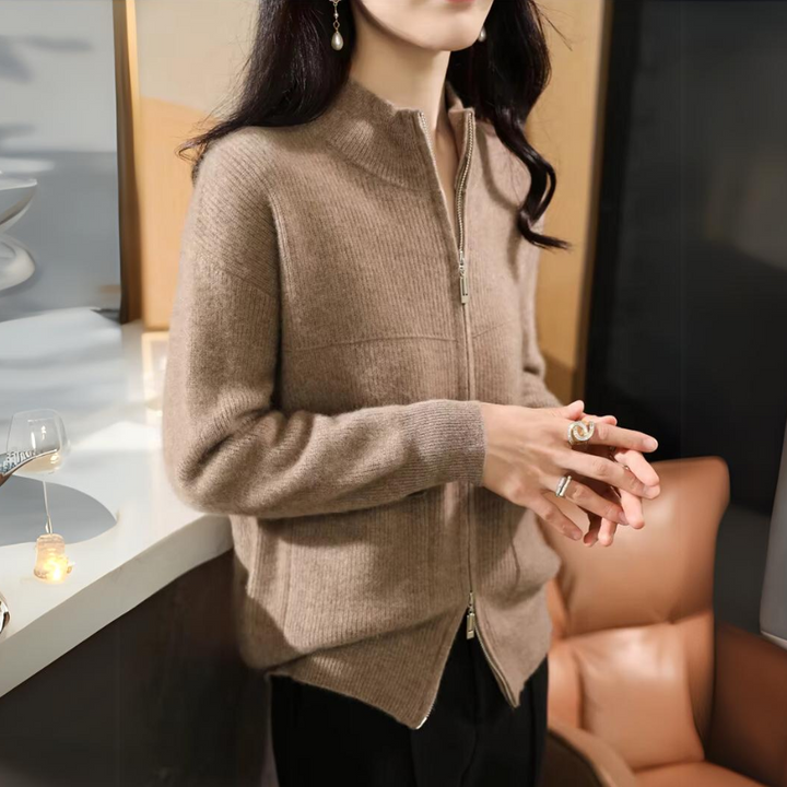 Lune London | Women's Merino Cardigan with Zipper and Long Sleeves