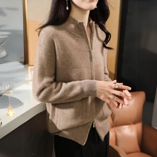Lune London | Women's Merino Cardigan with Zipper and Long Sleeves