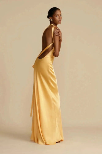 Lune London | Satin dress with diagonal neckline