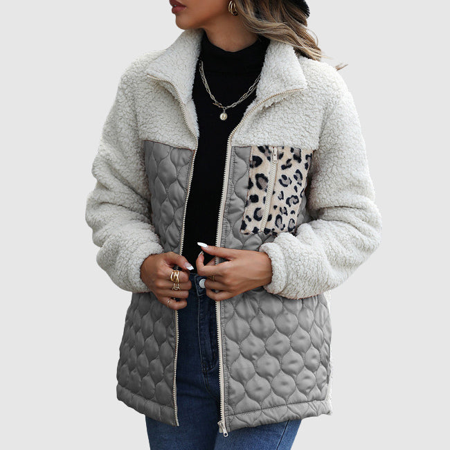 Lune London | Fleece Relaxed Fit Jacket - Quilted Patchwork Faux Fur Trim Jacket