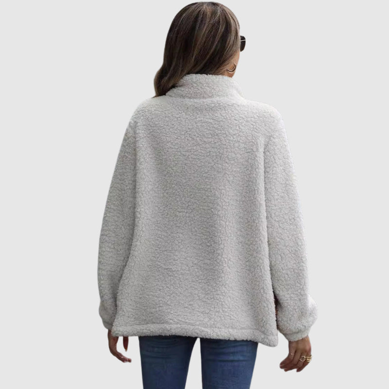 Lune London | Fleece Relaxed Fit Jacket - Quilted Patchwork Faux Fur Trim Jacket
