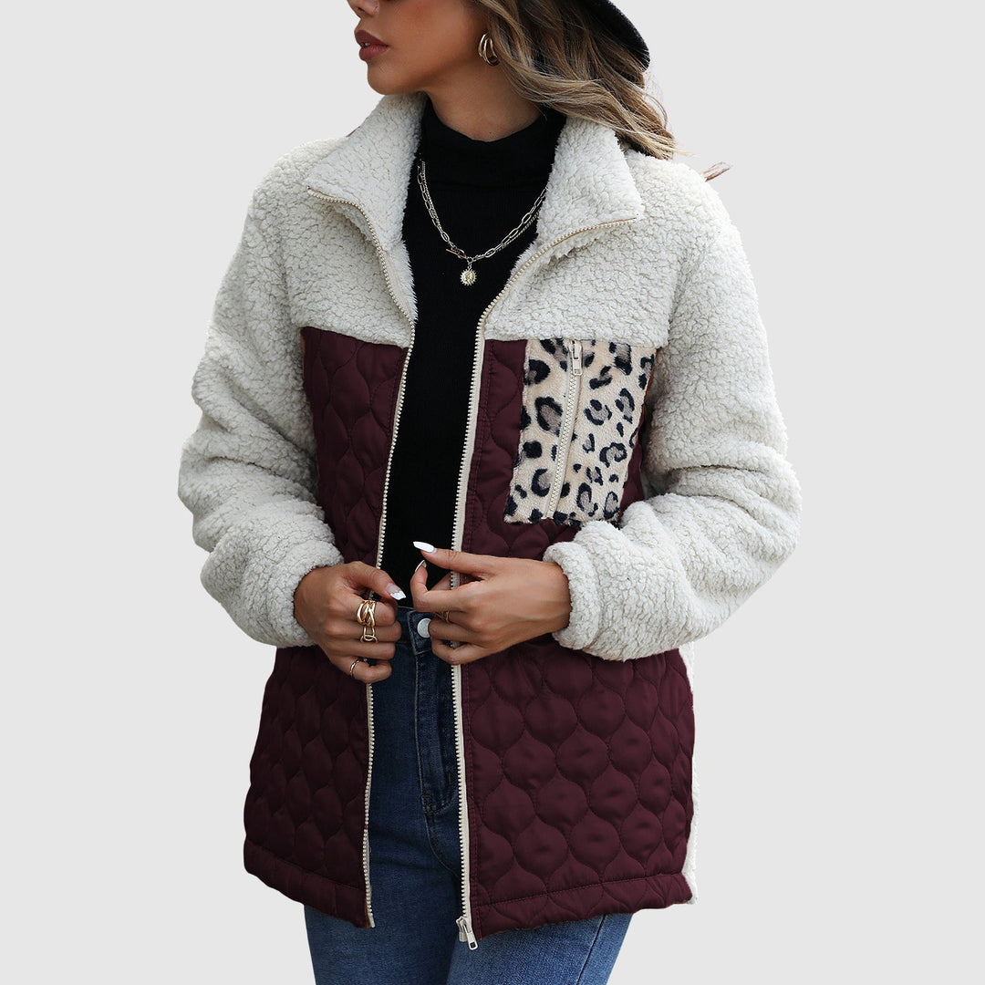 Lune London | Fleece Relaxed Fit Jacket - Quilted Patchwork Faux Fur Trim Jacket