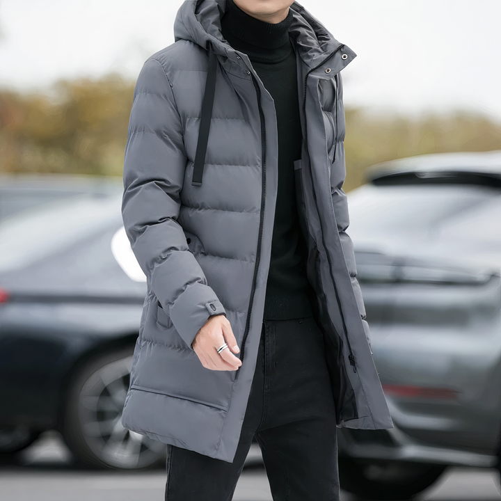 Lune London | Casual Winter Padded Long Coat with Hood for Men
