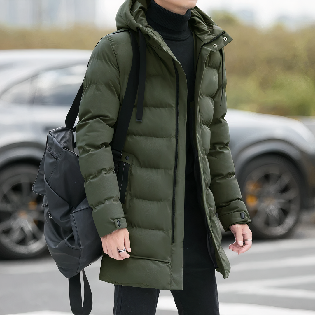 Lune London | Casual Winter Padded Long Coat with Hood for Men