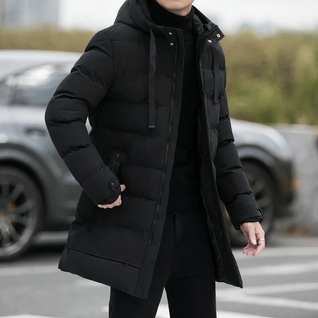 Lune London | Casual Winter Padded Long Coat with Hood for Men