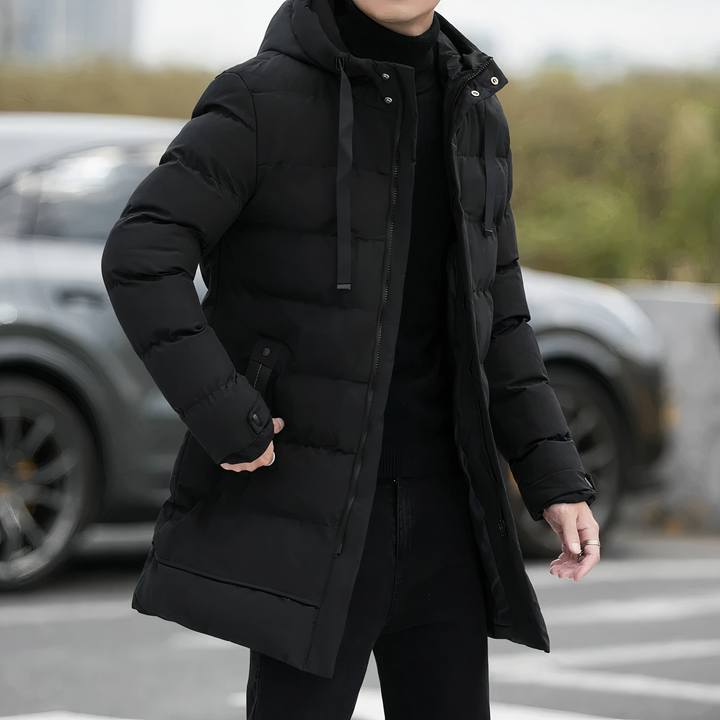 Lune London | Casual Winter Padded Long Coat with Hood for Men
