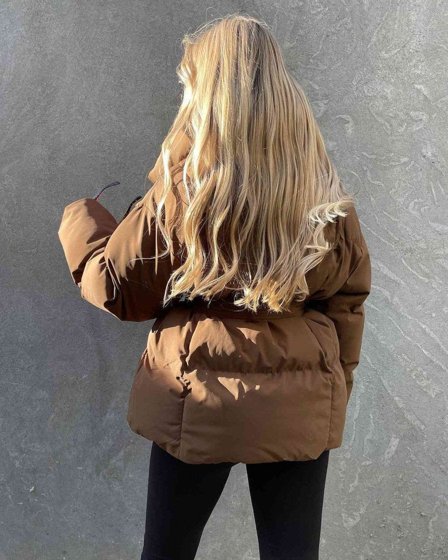 Lune London | Jacket with Belt for Women Warm Brown Jacket with Oversized Collar