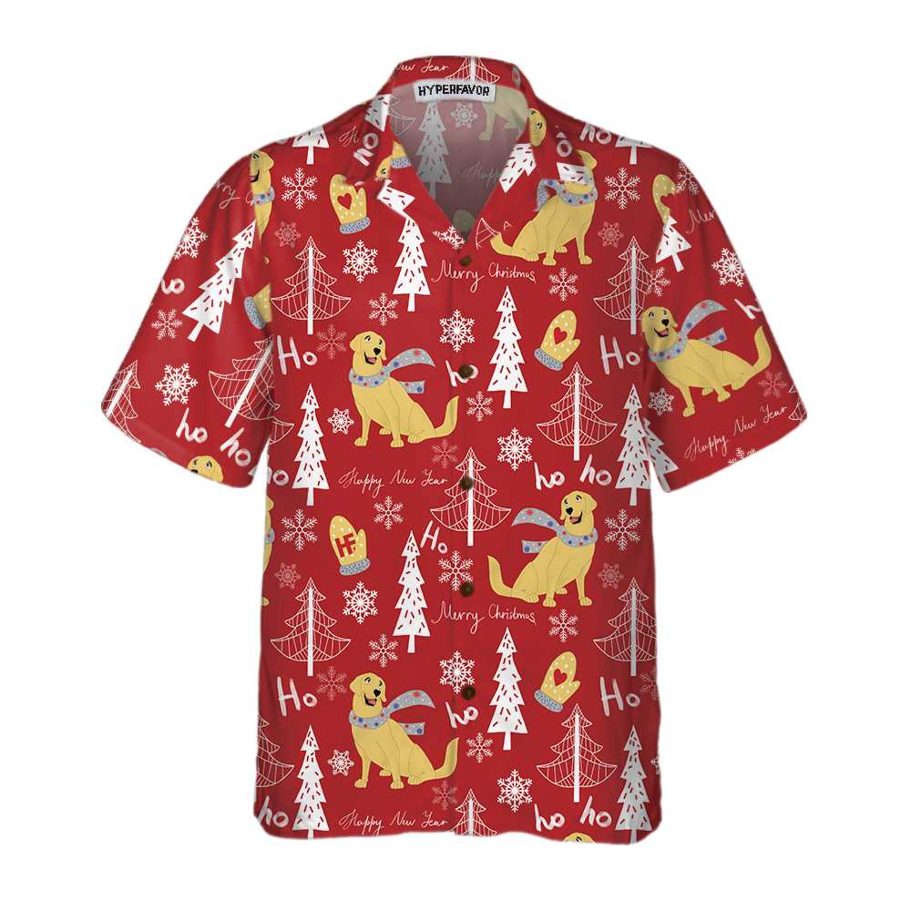 Lune London | Golden Retriever Christmas Red Hawaiian Shirts, Golden Retriever Christmas Hawaiian Shirts, Best Christmas Gift for Golden Retriever Lovers