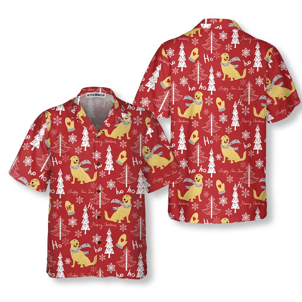 Lune London | Golden Retriever Christmas Red Hawaiian Shirts, Golden Retriever Christmas Hawaiian Shirts, Best Christmas Gift for Golden Retriever Lovers