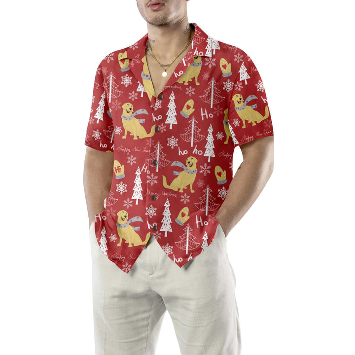 Lune London | Golden Retriever Christmas Red Hawaiian Shirts, Golden Retriever Christmas Hawaiian Shirts, Best Christmas Gift for Golden Retriever Lovers
