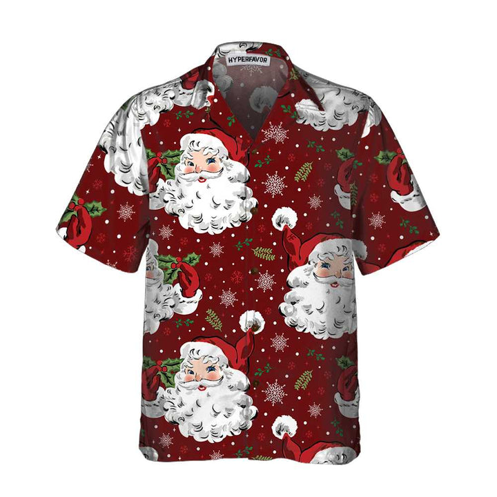 Lune London | Comfortable red Santa Christmas Hawaiian shirt, Santa Christmas Hawaiian short-sleeve shirt, gift for Christmas Day