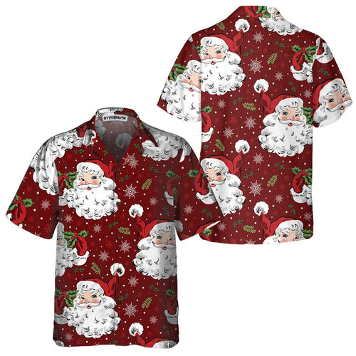 Lune London | Comfortable red Santa Christmas Hawaiian shirt, Santa Christmas Hawaiian short-sleeve shirt, gift for Christmas Day