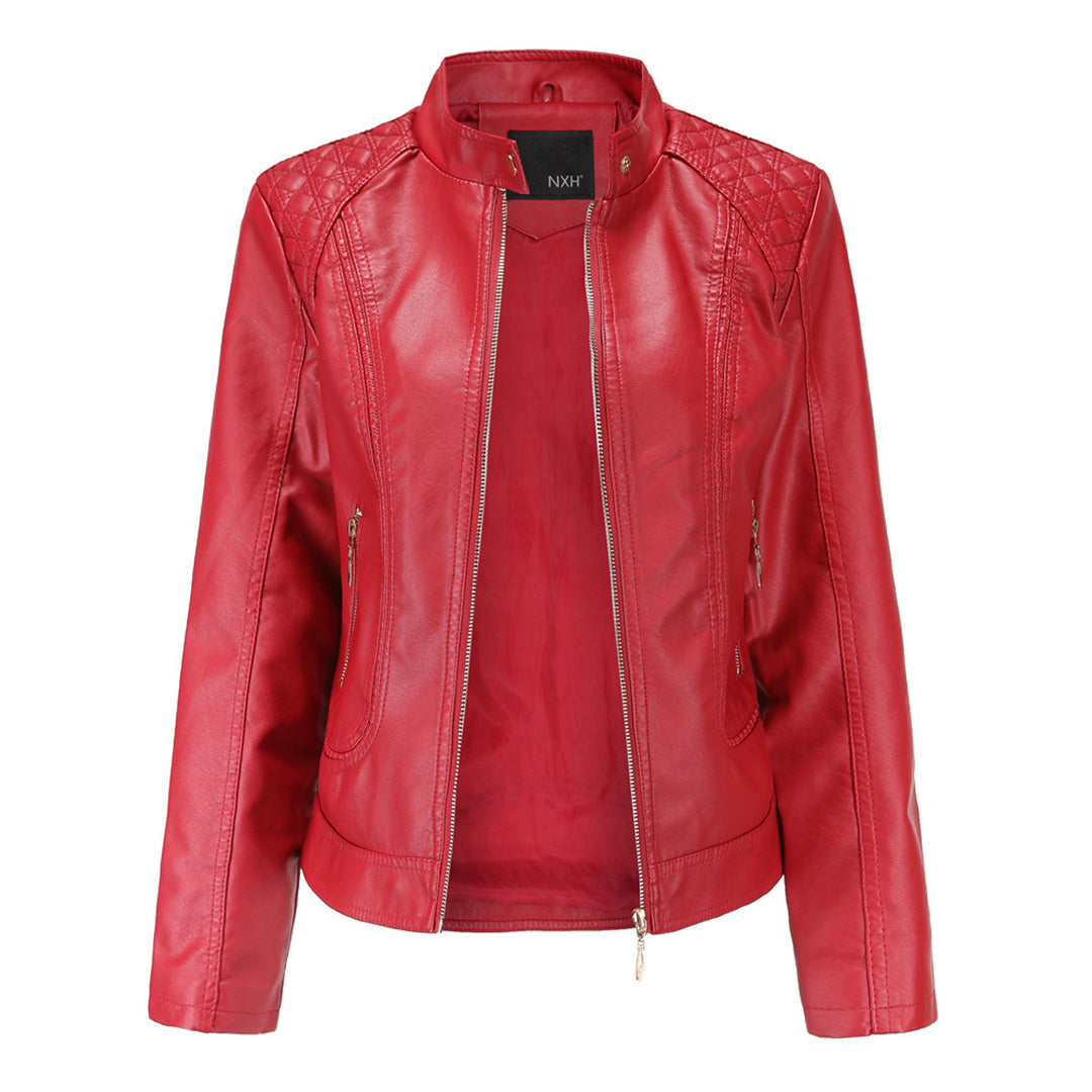 Chic und Stil | Elegant leather jacket for women in genuine leather