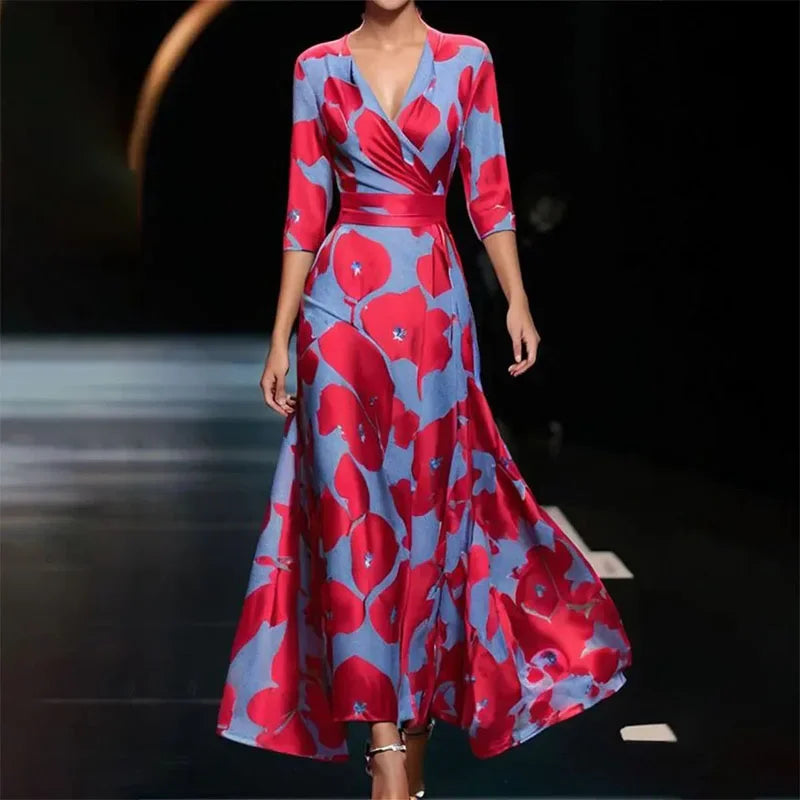 Lune London | Wrap Maxi Dress with Bold Floral Pattern for Women