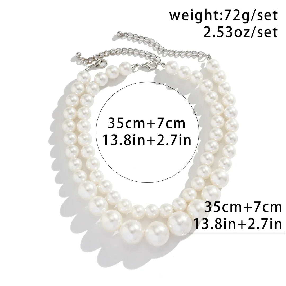Chic und Stil | Embellished Double Layer Necklaces Set for Women