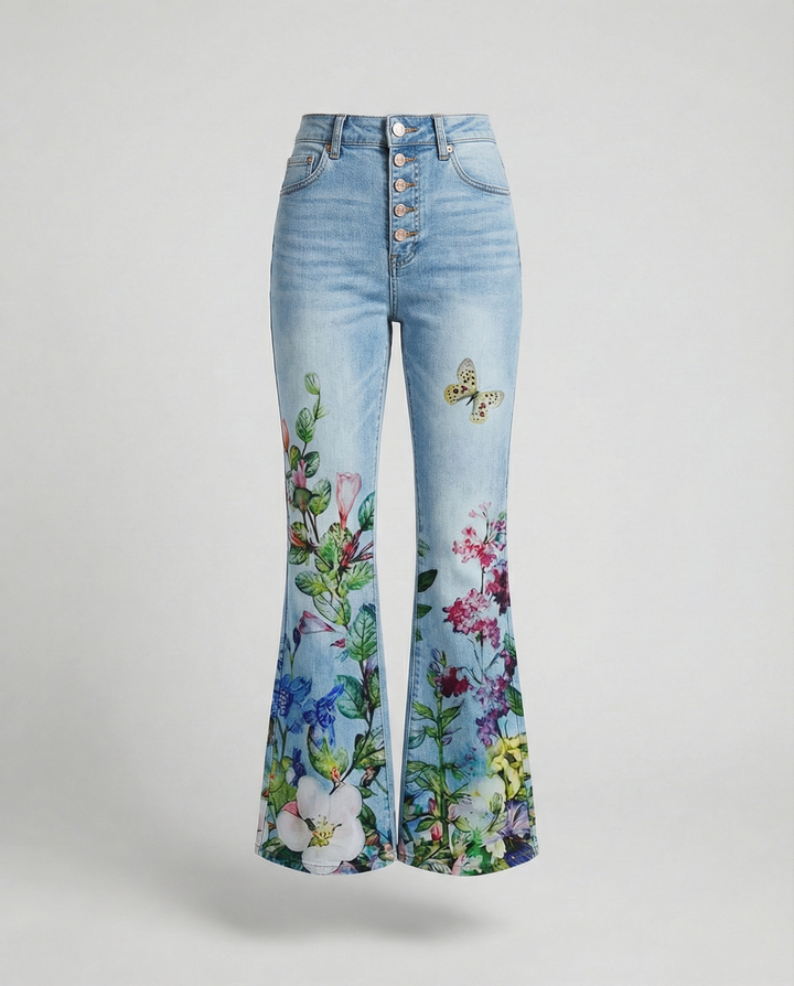 Women's Denim Flared Jeans with Trendy Cut & High Fit Lune London