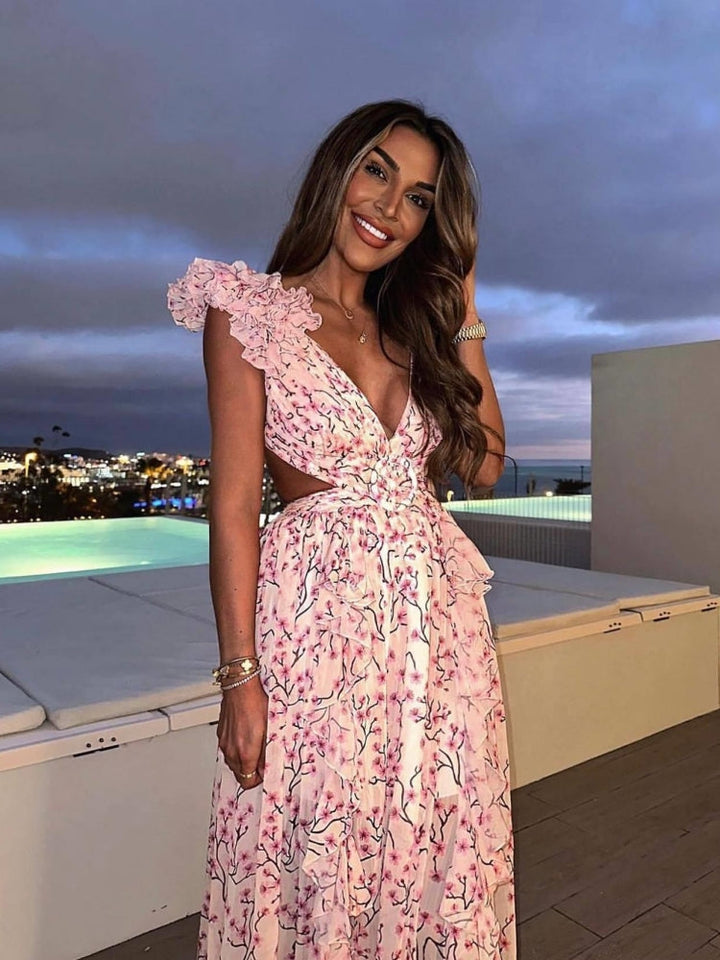 Lune London | Cutout Ruffle Maxi Dress
