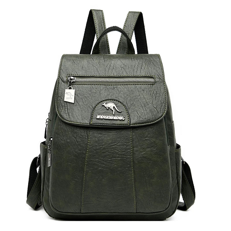 Chic Und Stil | Large Leather Backpack with Theft Protection for Women