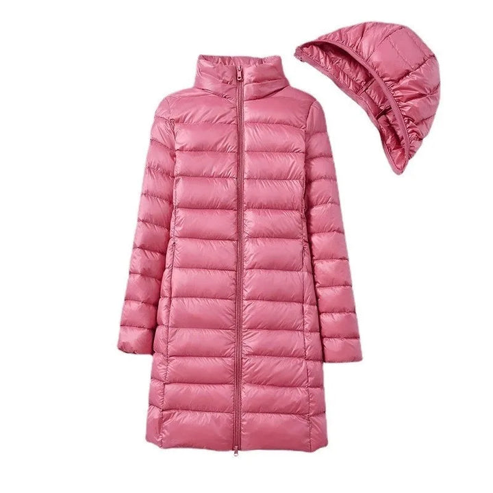 Lune London | Long Lightly Padded Jacket with Detachable Hood for Women Ideal for Winter