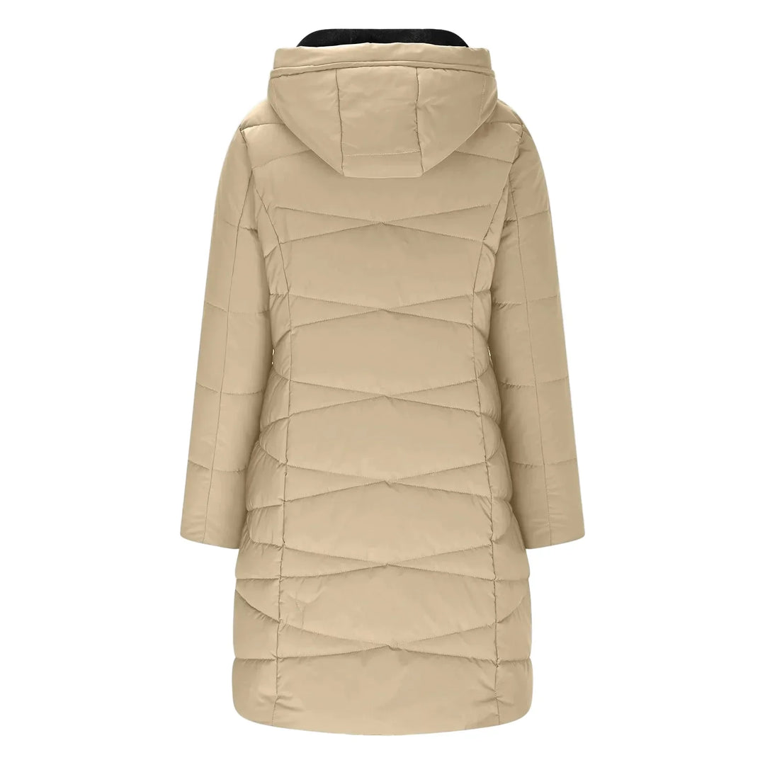 Lune London | Long winter coat - Windbreaker hoodie with zipper, elegant and refined