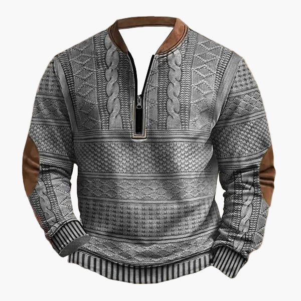 Lune London | Knitted sweater with cable knit pattern and quarter zip - Trendy casual sweater for autumn and winter