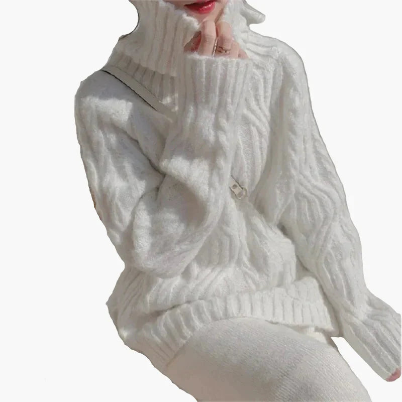 Lune London | Korean style oversized knitted sweater with turtleneck - Fashionable sweater for autumn and winter