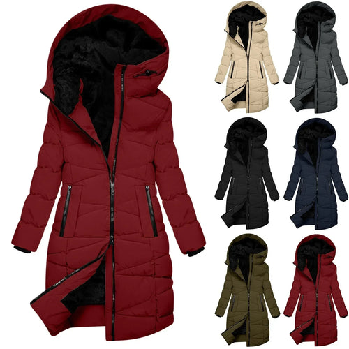Lune London | Long winter coat - Windbreaker hoodie with zipper, elegant and refined