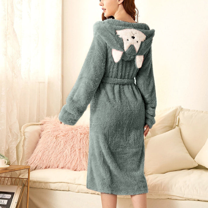 Lune London | Casual Autumn Thick Flannel Hooded Bathrobe for Women