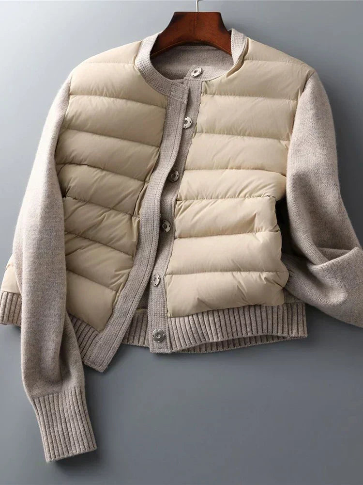 Lune London | Veste en duvet pour femme - Gris - Manteau d'hiver chaud