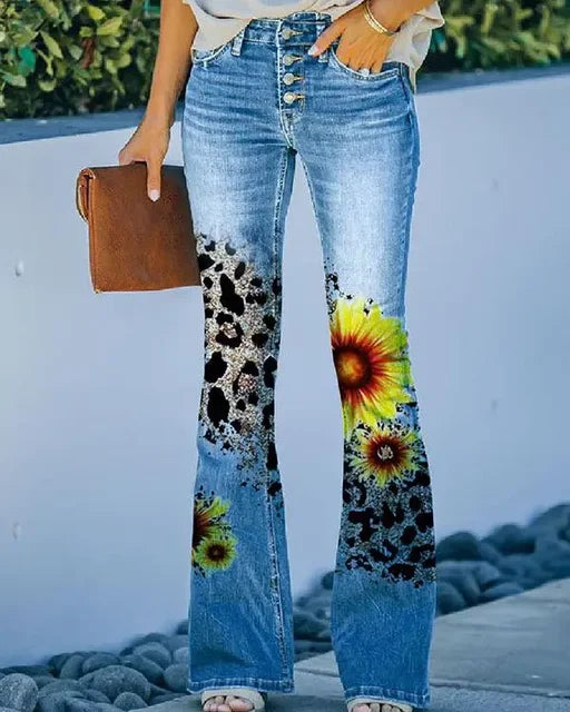 Women's Denim Flared Jeans with Trendy Cut & High Fit Lune London
