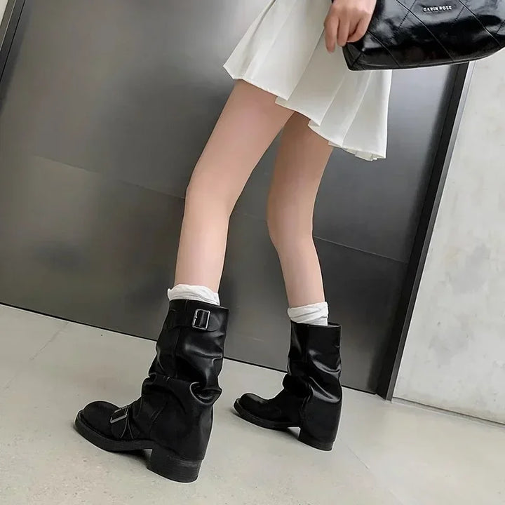 Lune London | Pleated Mid-Calf Boots