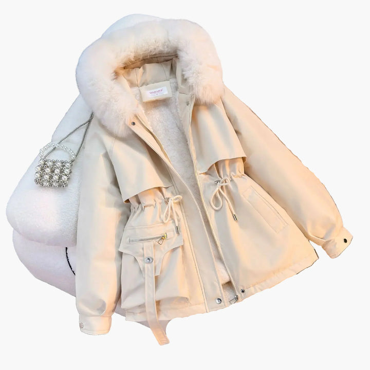 Lune London | Winter jacket with hood and faux fur collar - Elegant parka for cold days