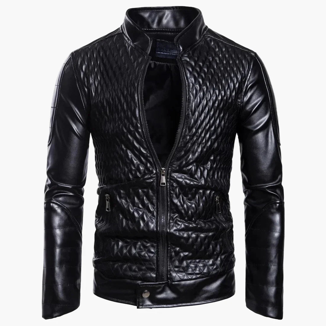 Lune London | Biker-style transitional jacket with high collar and diamond design - Perfect for everyday and leisure