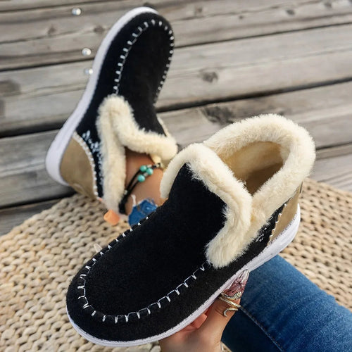 Lune London | Ankle boots - Felt-like texture - Lined with synthetic fur - Cozy, casual fit - Embroidered trim