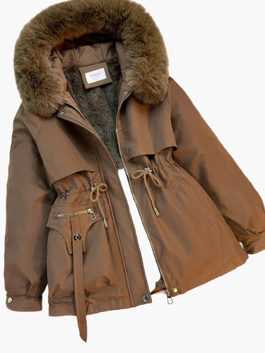 Lune London | Winter jacket with hood and faux fur collar - Elegant parka for cold days