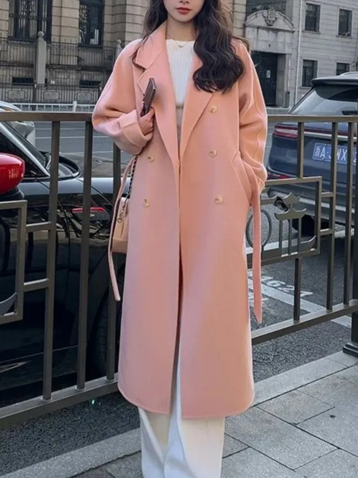 Lune London | Long coat - Oversized Fit - Double-breasted - Elastic waistband - Wool look