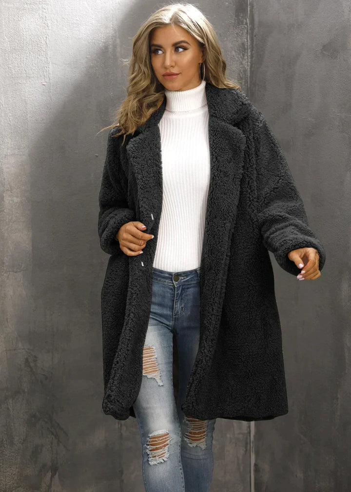 Lune London | Teddy Coat - Soft and Warm - Oversized Cut - Open Front - Long Sleeves