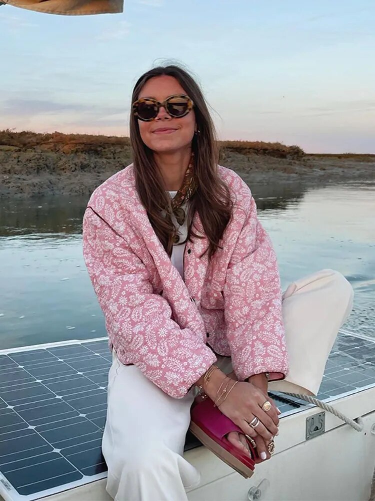 Lune London | Quilted Jacket - Floral Print Button Front Jacket