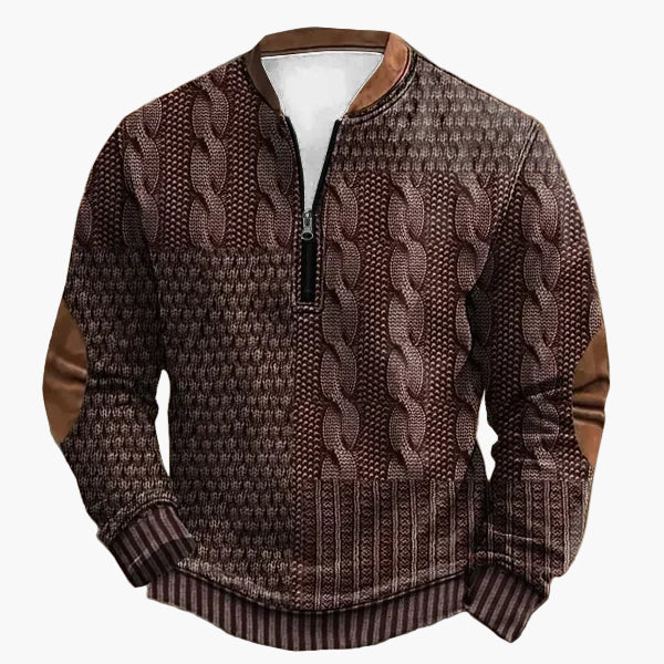Lune London | Knitted sweater with cable knit pattern and quarter zip - Trendy casual sweater for autumn and winter