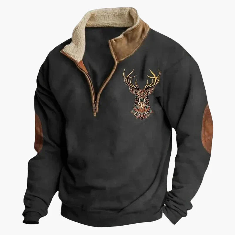 Lune London | Western style sweater with aztec pattern and longhorn design - Comfortable casual sweatshirt for outdoor activities and everyday wear