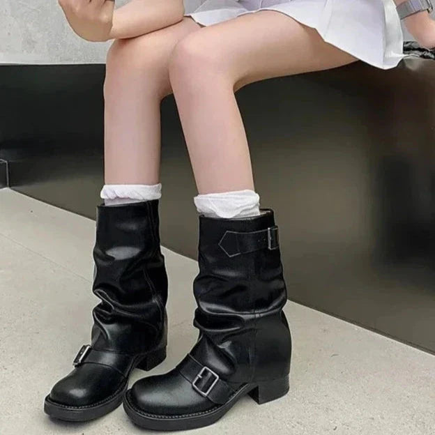 Lune London | Pleated Mid-Calf Boots