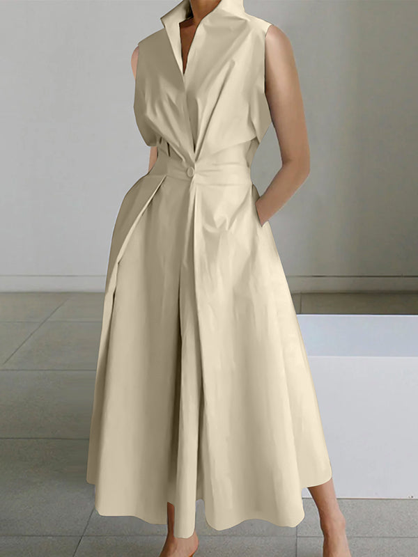 Lune London | White Shirt Collar Urban Cotton Dress