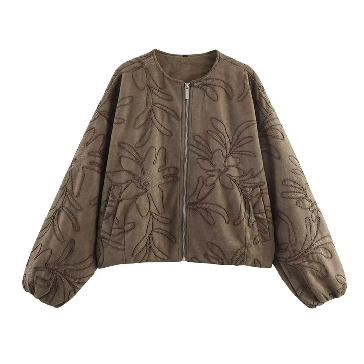 Lune London | Bomber jacket with suede texture and embroidery